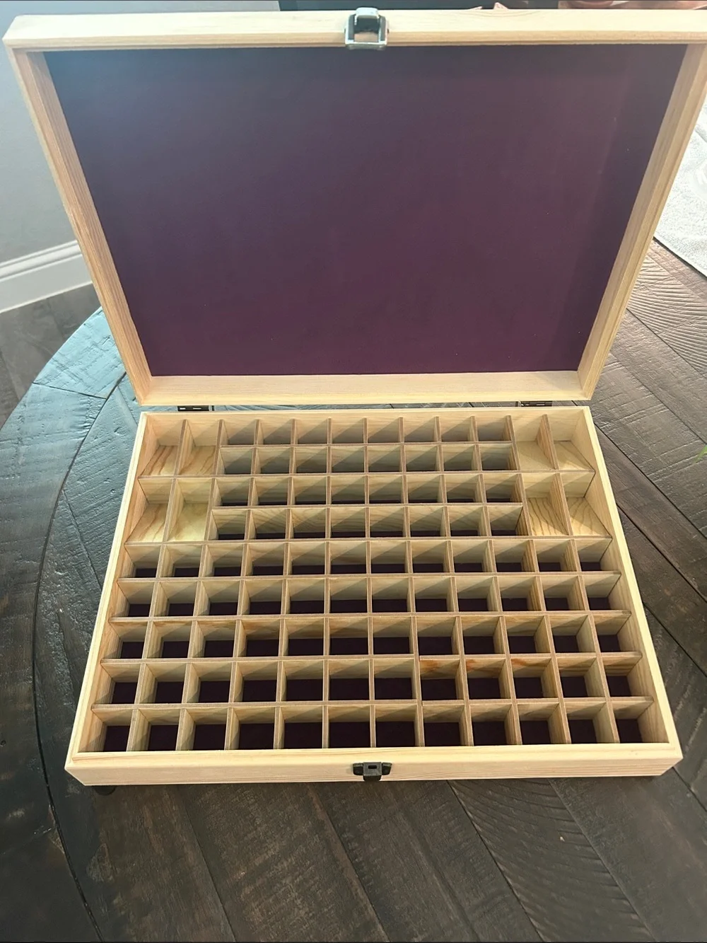 Carved Natural Wood Storage Box with Latch - Natural